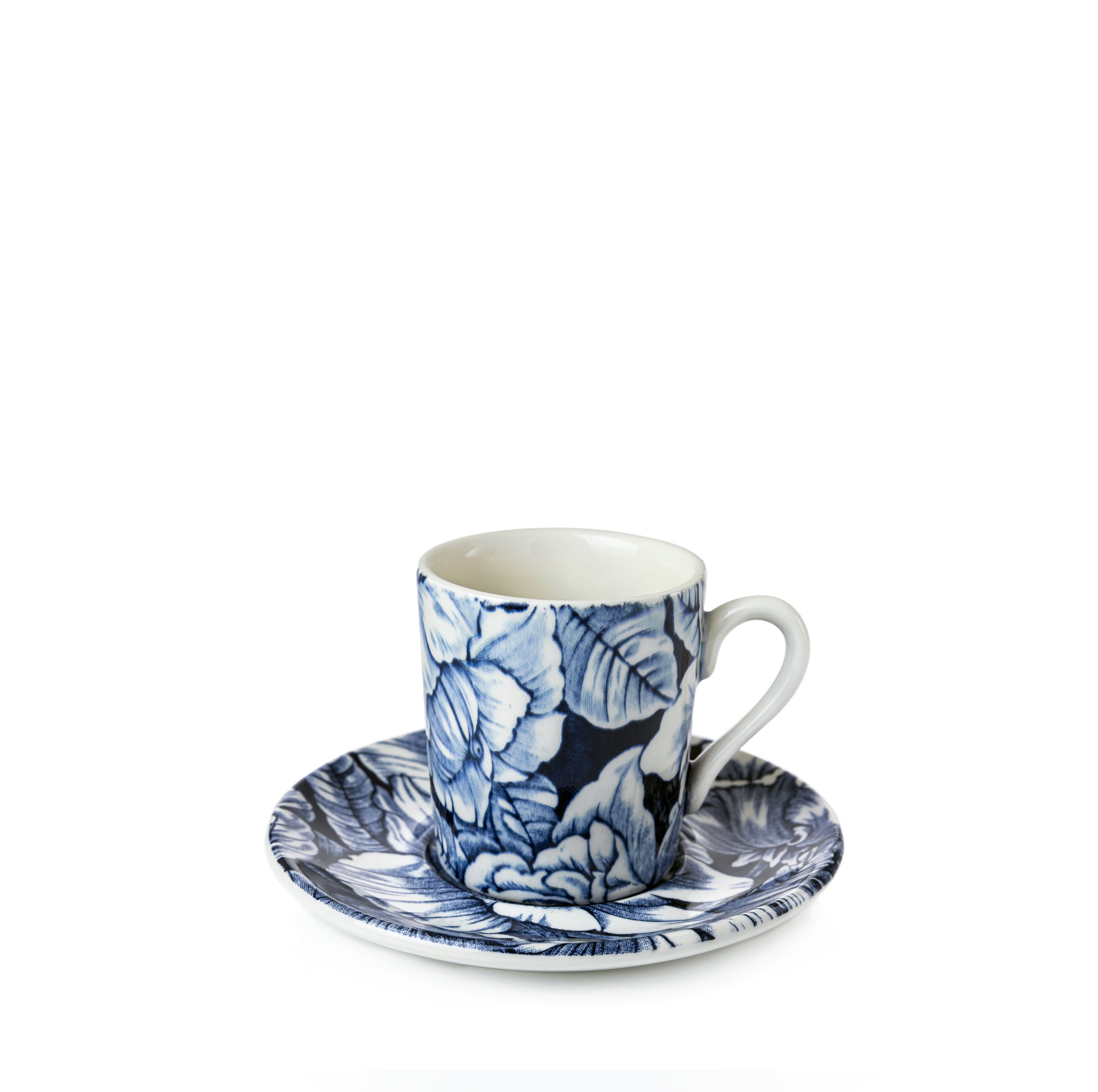 Ink Blue Hibiscus Espresso Cup and Saucer – Burleigh Pottery