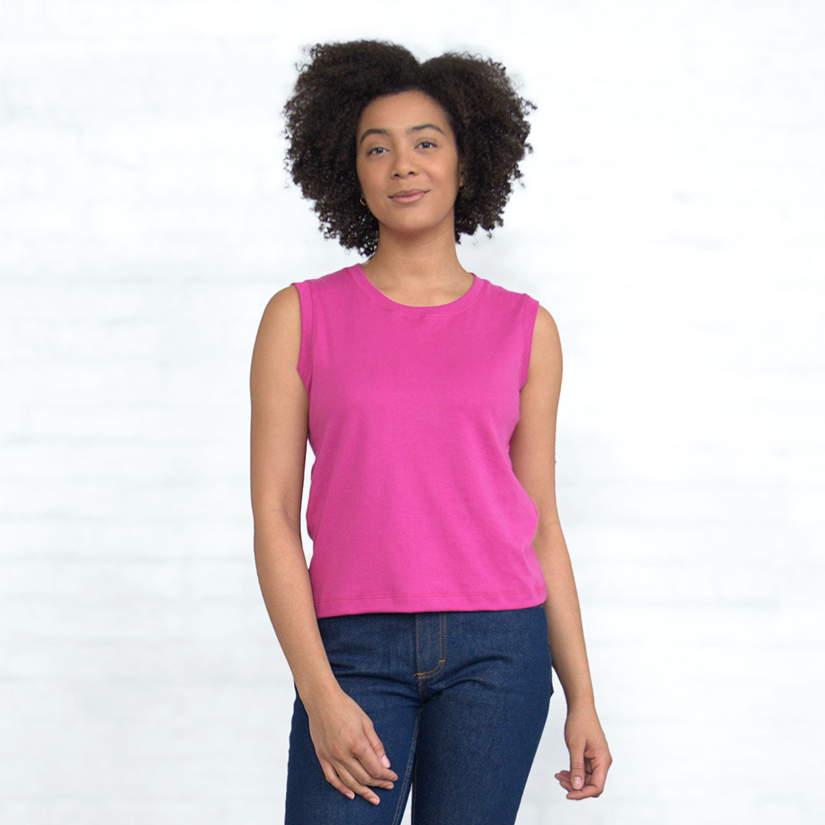 Sleeveless Crop - Magenta Supima