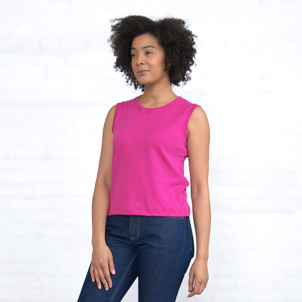 Sleeveless Crop - Magenta Supima