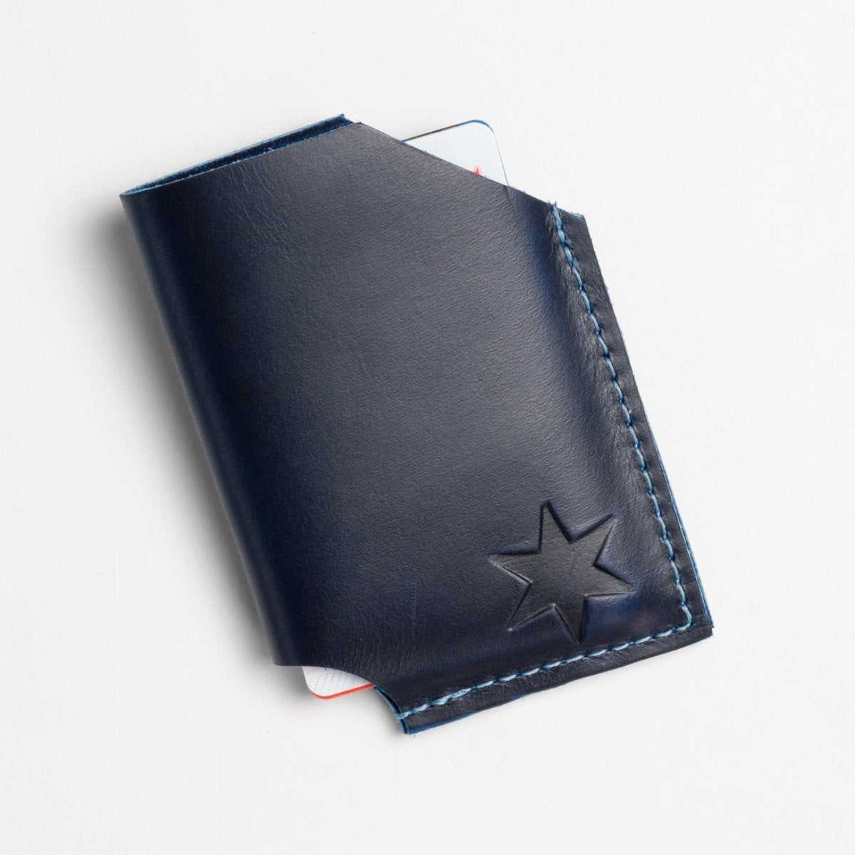 Parisian Blue Leather Card Holder