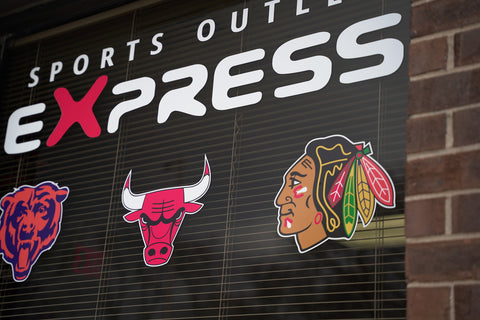 Sports outlet express shop 549 W golf road chicago blackhawks logo and bulls and bears