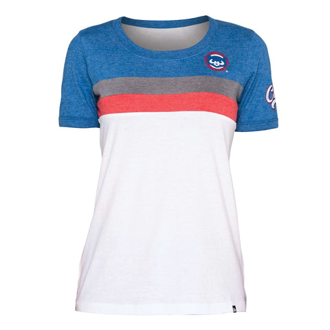 Chicago Cubs Express Women's Lace-Up V-Neck T-Shirt - White