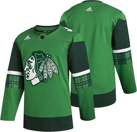 Adidas Chicago Blackhawks Mens Green St Patricks Day Authentic Hockey Jersey