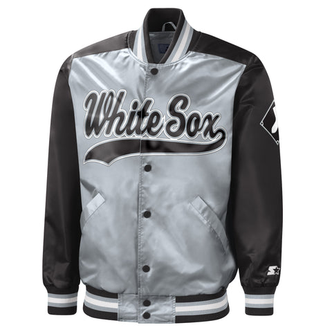 Men's Chicago White Sox Starter Navy The Captain III Full-Zip Varsity Jacket