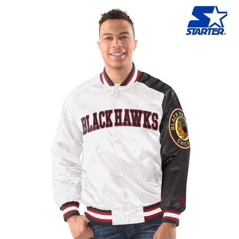 Chicago Blackhawks Starter Defense Pullover Sweatshirt - Cream/Red