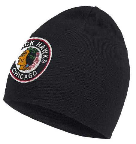 Men's Chicago Blackhawks adidas Black Reverse Retro 2.0 Pom Cuffed Knit Hat