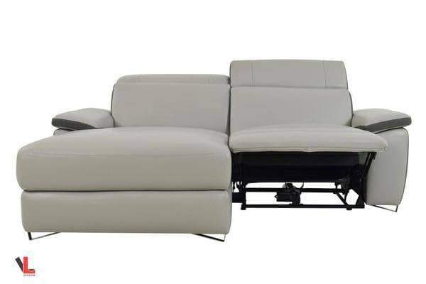 Aura Top Grain Light Gray Leather Small Sectional with Left Facing Chaise-Wholesale Furniture Brokers