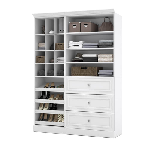 Bestar Versatile 86 Engineered Wood Closet Organizer with Drawers in White - 40954-000134