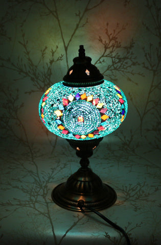 Turkish Mosaic Table Lamp - Blue Diamond-Snazzy Bazaar