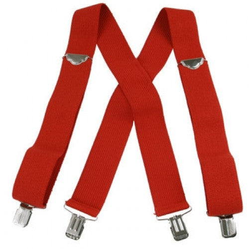 Jumbo Clip Suspenders - Red (2