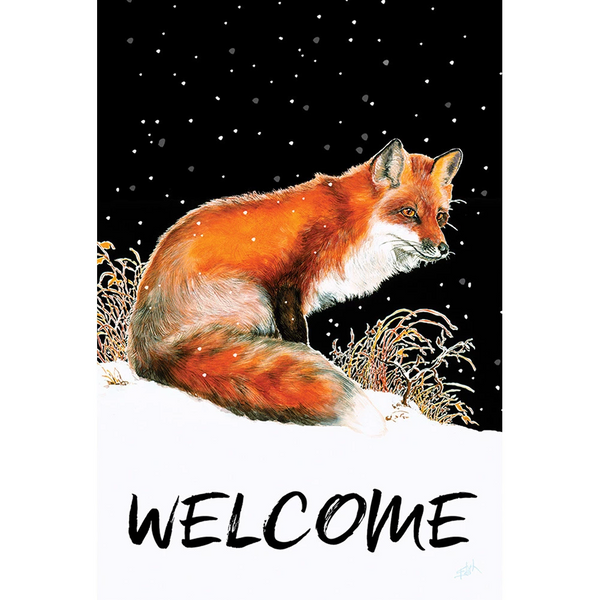 Winter Welcome Fox Garden Flag