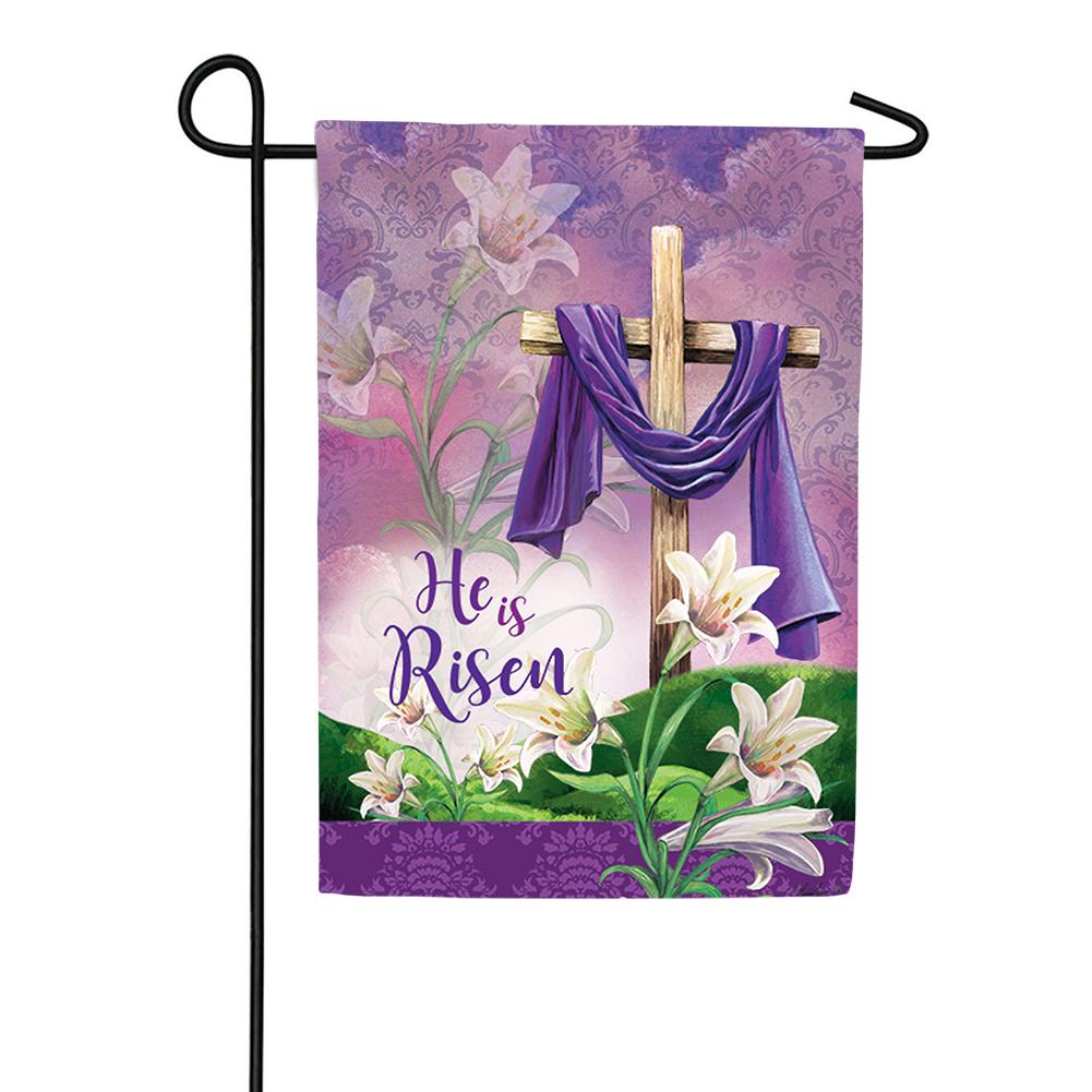 Custom Decor He is Risen Double Sided Garden Flag: Flagsrus.org