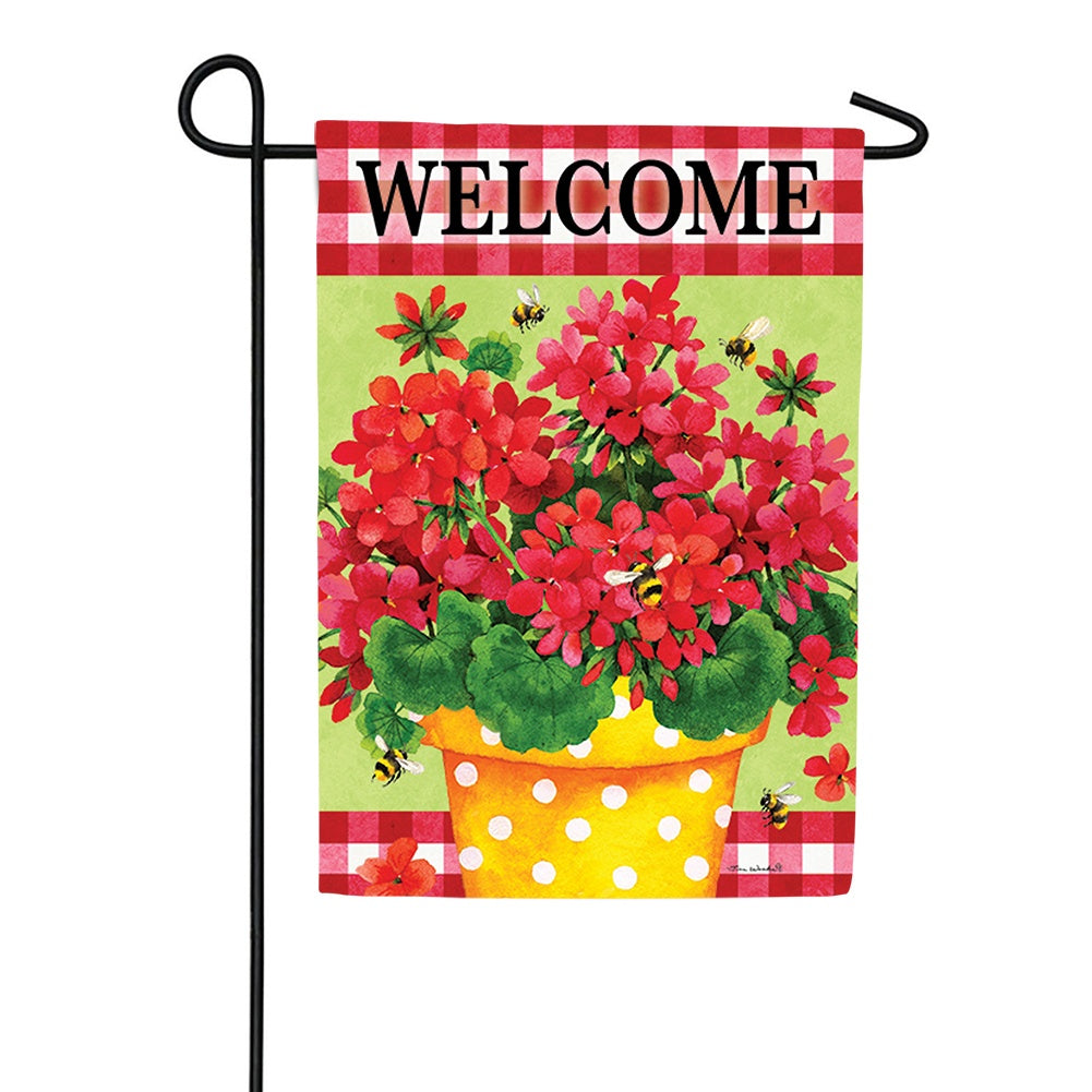 Custom Decor Geranium Gingham Double Sided Garden Flag