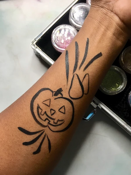 Freehand Pumpkin Glitter Tattoo