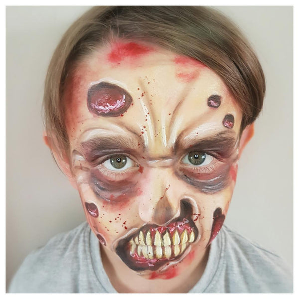 Halloween Comic Zombie Face Paint Design by Linnéa 