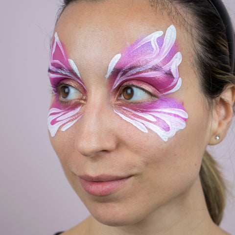 Pink Angel Face Paint Design by Marta Ortega 