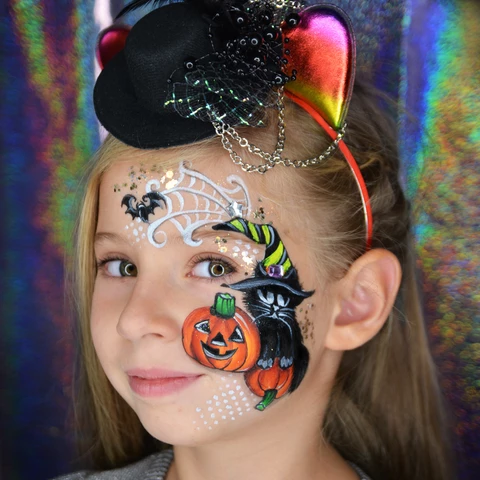 Easy Pumpkin Face Paint Design - Tutorials & Videos 