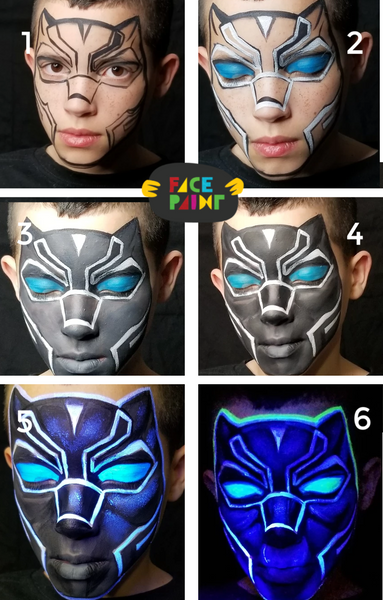 Blacklight Black Panther Face Paint Design