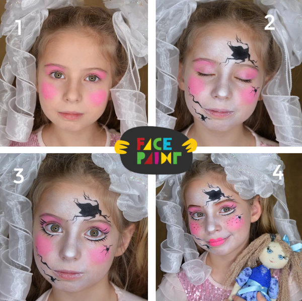 Broken Doll Face Paint Design