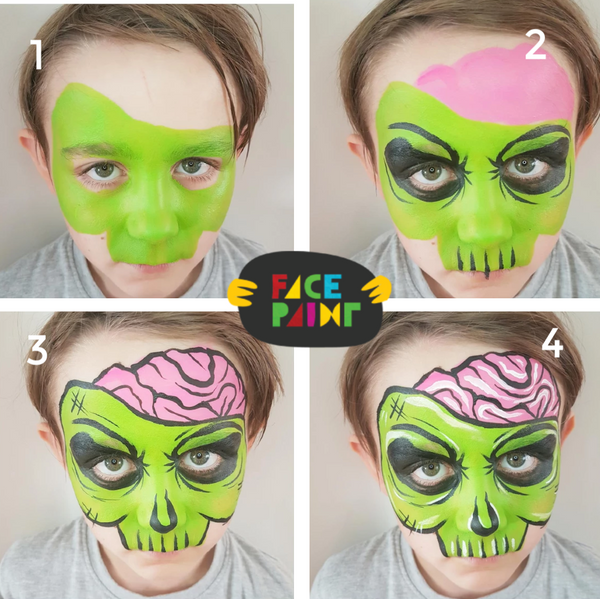 Halloween Comic Zombie Face Paint Design by Linnéa 