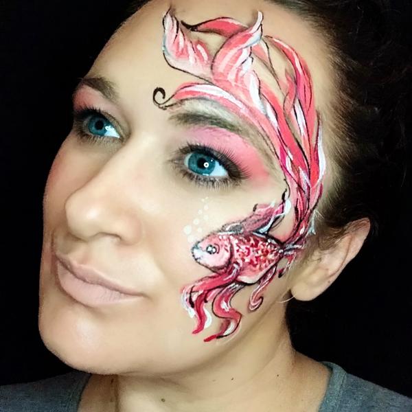 "Vivid coral" Fish Face Paint - Pantone Color 2019