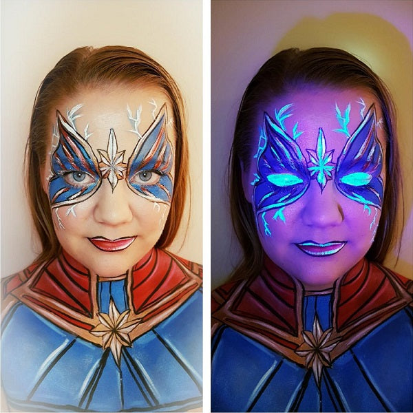 Captain Marvel Neon Butterfly Face Paint by Linnéa Önnerby Novak