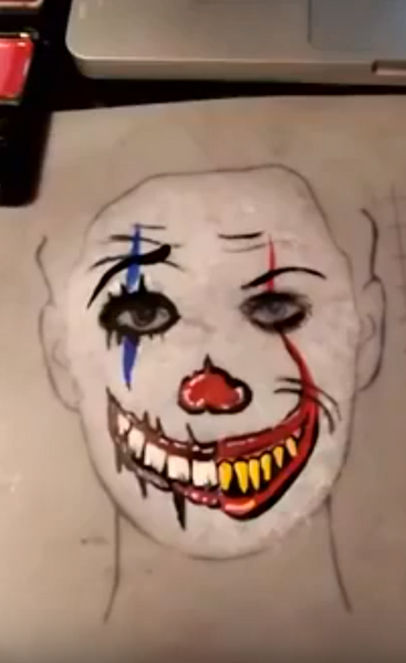 Half Face Clown Face Paint Design