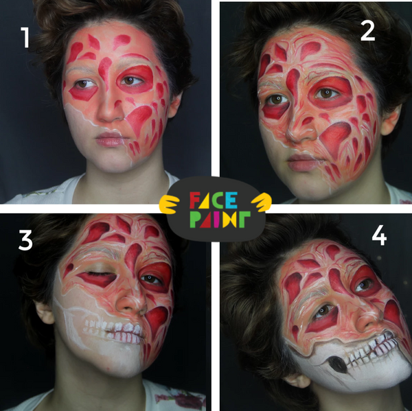 Half Face Paint Skeleton and Freddy Kreuger