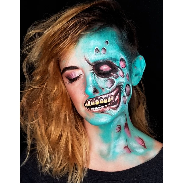 Half Face Zombie Face Paint Design
