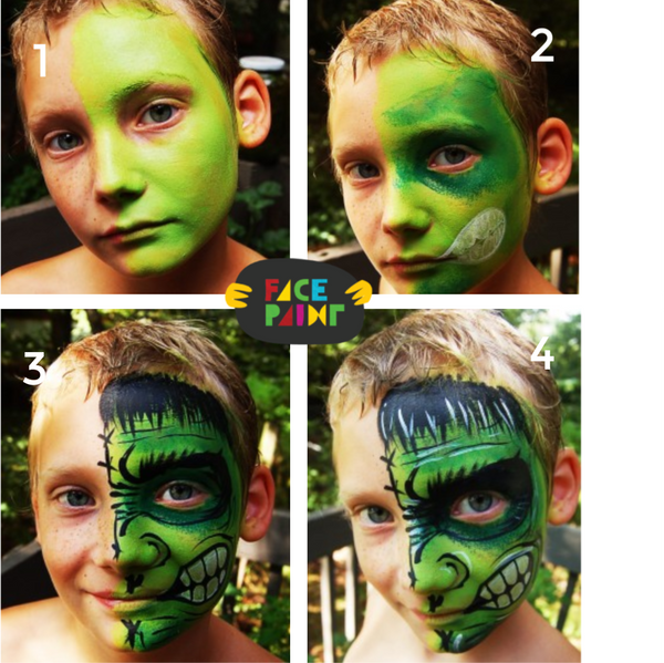 Monster Green Face Paint Tutorial, Halloween Face Art