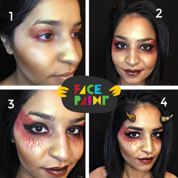 Develish Pink Face Paint Tutorial, Halloween Face Art