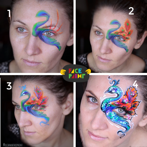 Peacock Face Paint Design by Ulianka