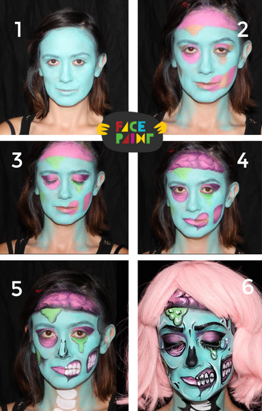 Pop Art Zombie Face Paint Designs