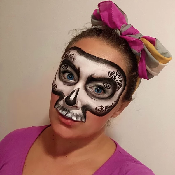 Simple Rose Skull Face Paint Design