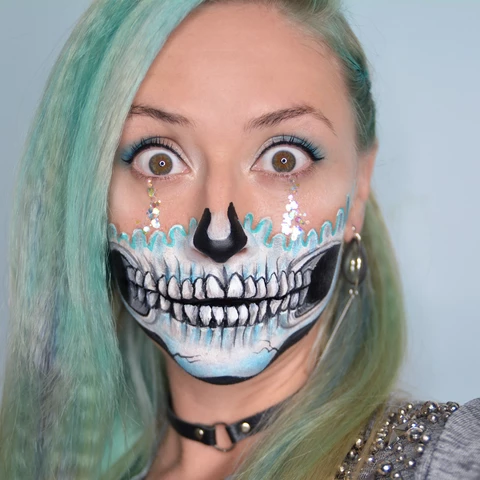 Sparkling Skull Face Paint Design