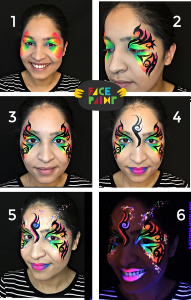 SIMPLE NEON FACE PAINT DESIGNS