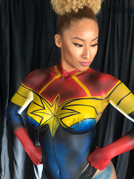 Captain Marvel Body Paint by Fernello