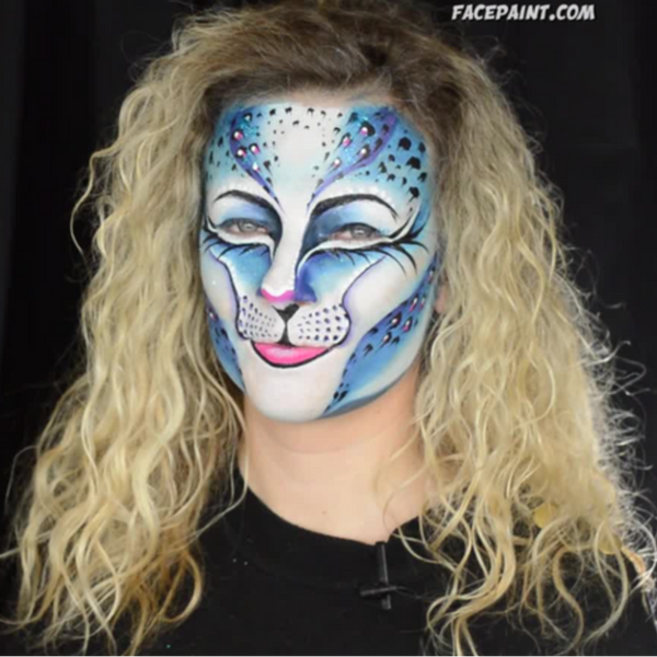 Blue Snow Leopard Face Paint Design