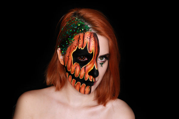 Half Face Pumpkin Face Paint