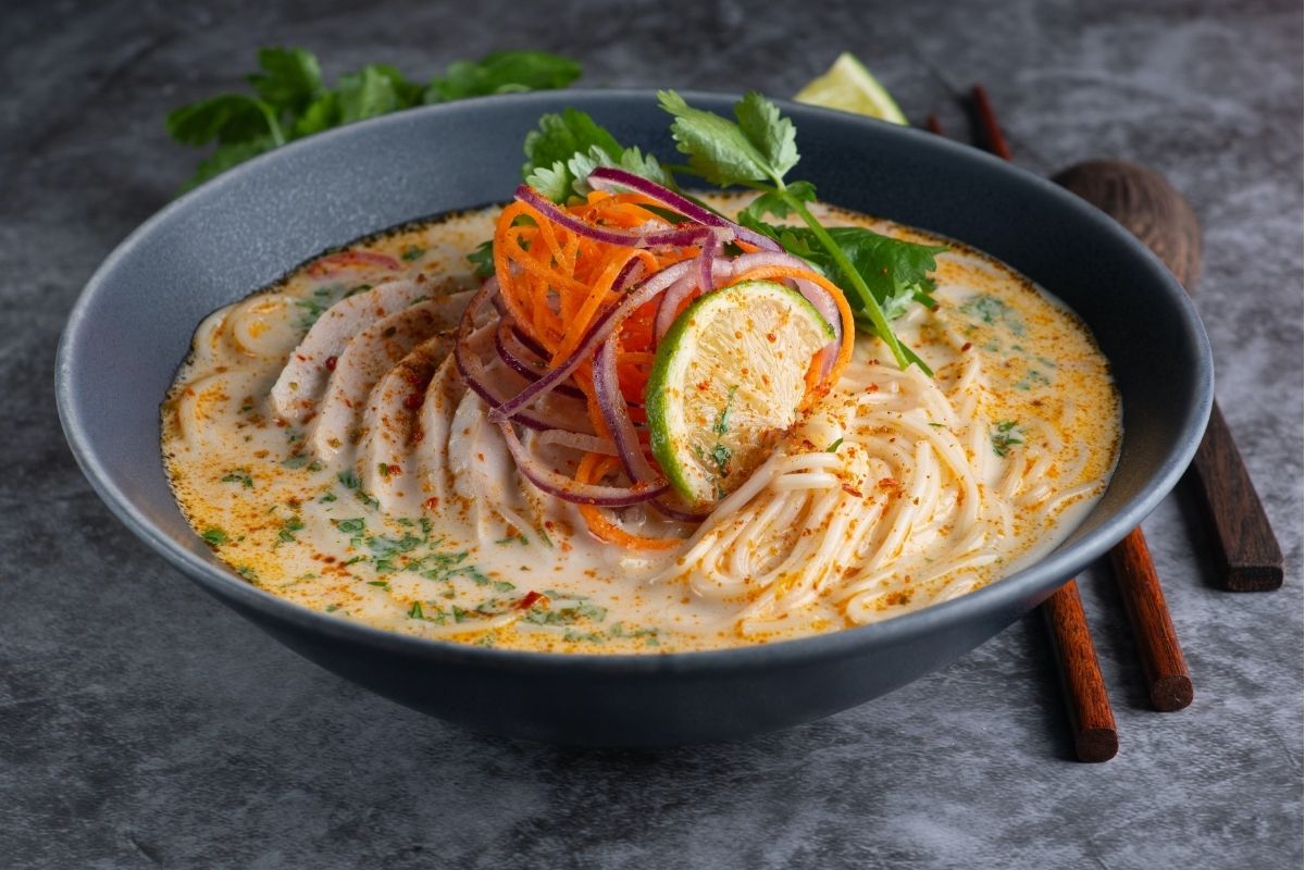 bowl of thai noodle soup