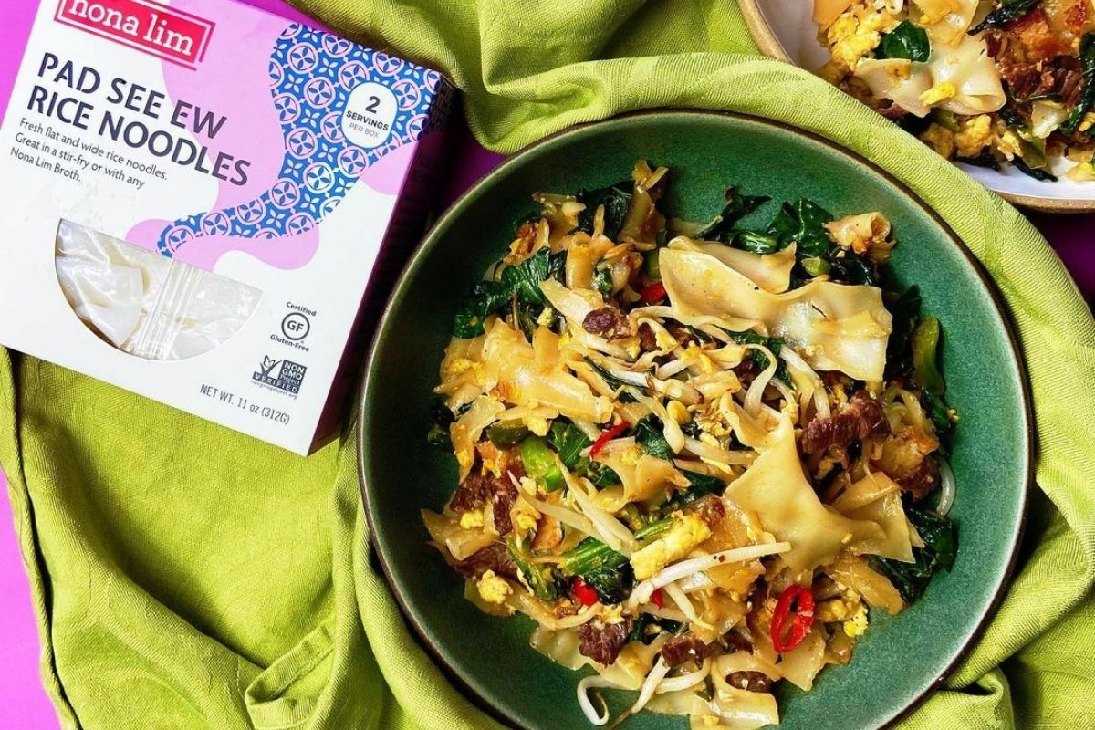 plate of pad see ew noodles and nona lim product