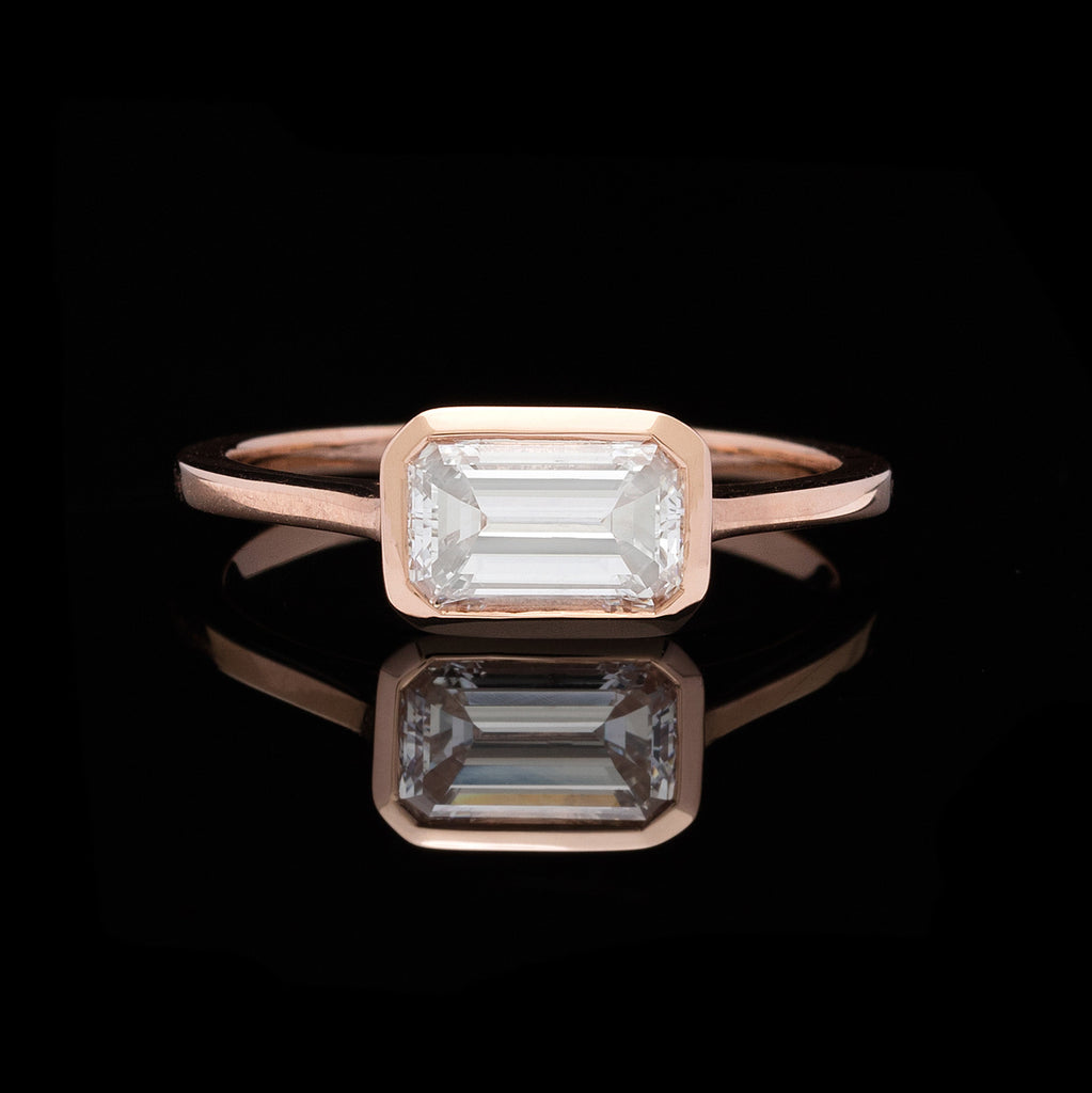 horizontal emerald cut ring