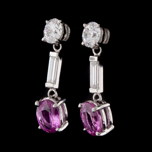 Pink Sapphire & Diamond Dangle Earrings - 66mint Fine Estate Jewelry