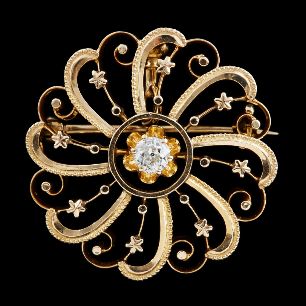 Victorian Yellow Gold Pin With Diamond Circa Late 1800s 66mint Fine