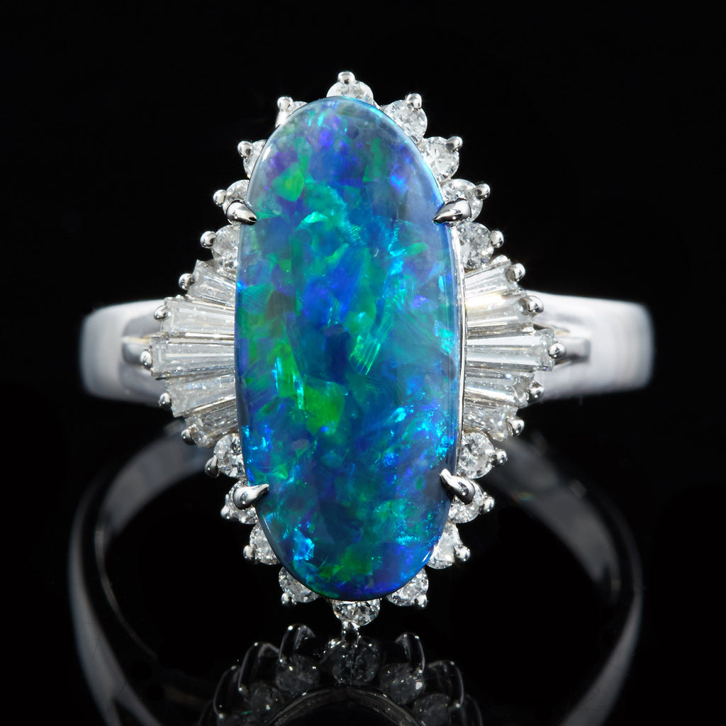 Estate Opal & Diamond Platinum Ring - 66mint Fine Estate Jewelry