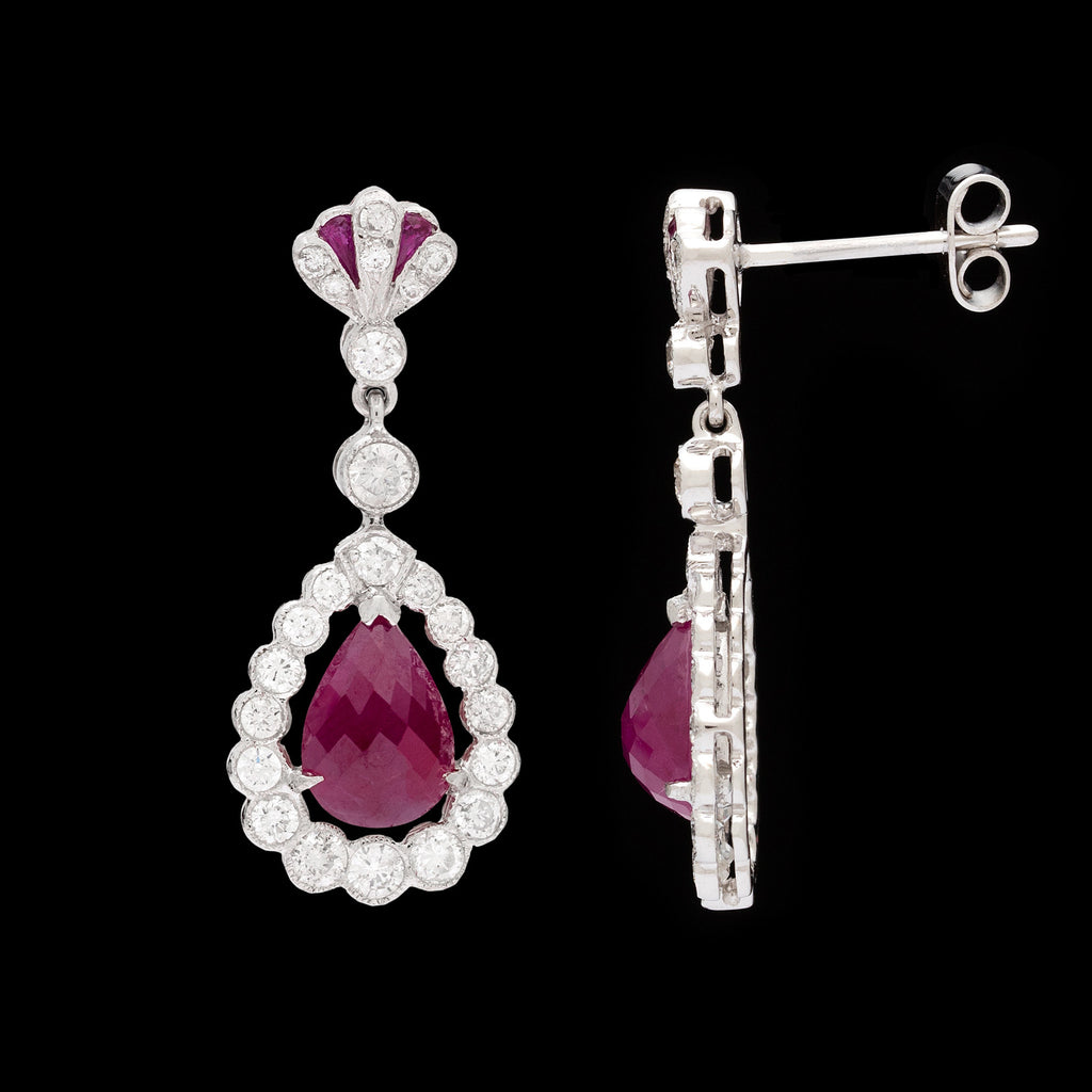 Briolette Burmese Ruby Earrings - 66mint Fine Estate Jewelry