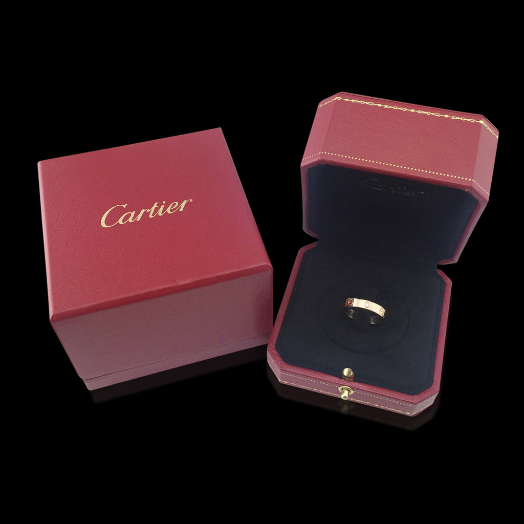 Cartier 18k Rose Gold Round brilliant Cut Diamond Love Band Cartier ...