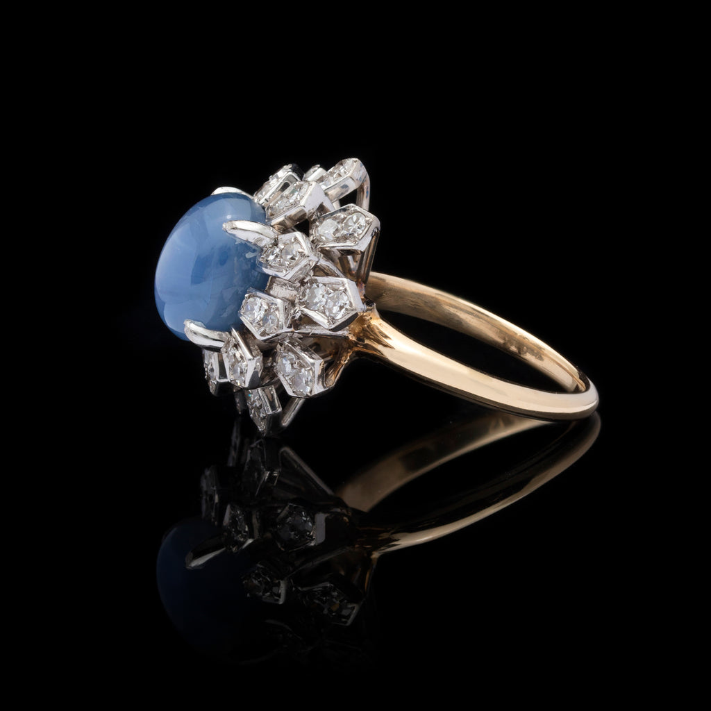 Vintage Star Sapphire & Diamond Ring 14k bicolor gold 1950's - 66mint ...