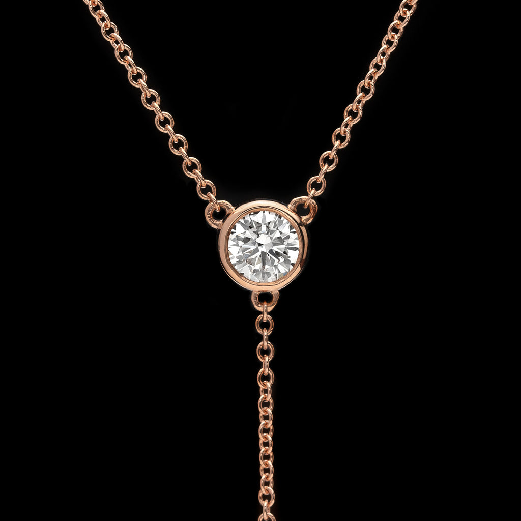 Diamond & Rose Gold Drop Necklace - 66mint Fine Estate Jewelry