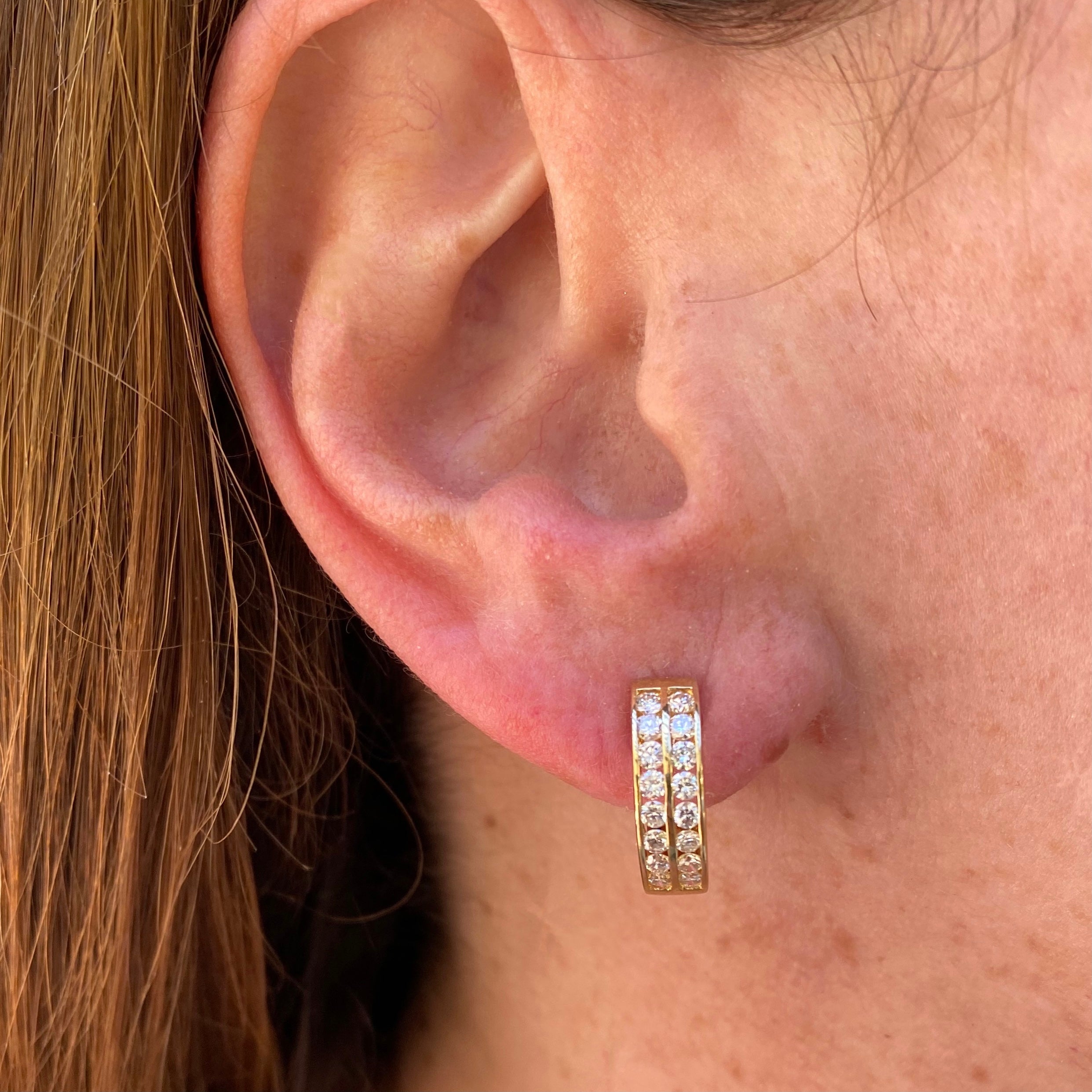 Diamond and 18k Gold Huggie Earrings